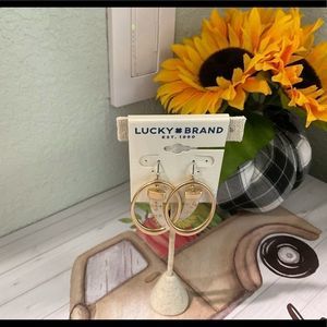 NWT Lucky 🍀 Brand Inlay Horn Orbital Earrings Gold #LER